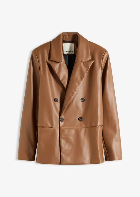 Oversized blazer van imitatieleer, bonprix