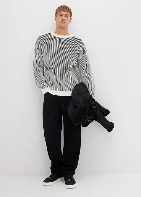 Geribde trui van een katoenmix, loose fit, bonprix