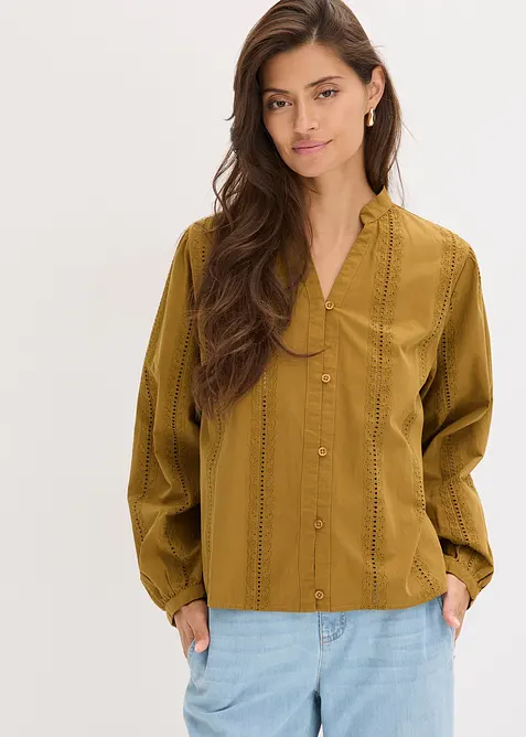 Blouse van katoen met details van kant, bonprix