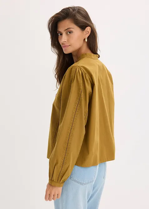 Blouse van katoen met details van kant, bonprix