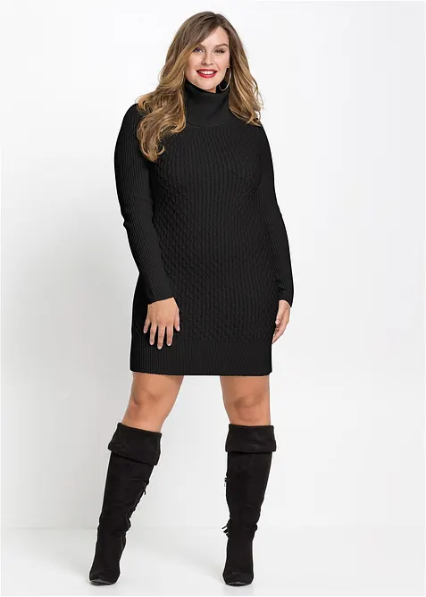 Accentuerende, gebreide jurk met col, bonprix