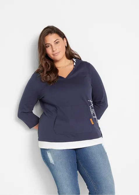Hoodie van katoen met 3/4 mouw, bonprix
