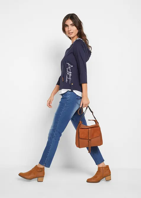 Hoodie van katoen met 3/4 mouw, bonprix