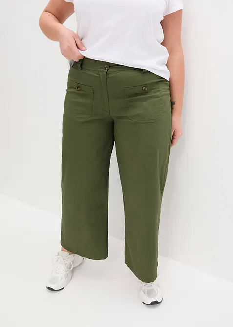 Wide leg jeans met high waist en comfortband, bonprix