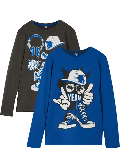 Jongens longsleeve met biologisch katoen (set van 2), bonprix