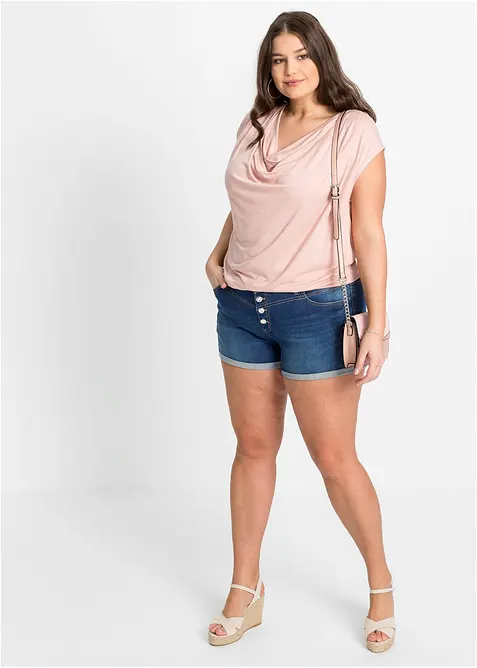 Shirt met watervalhals in een  viscosemix, bonprix