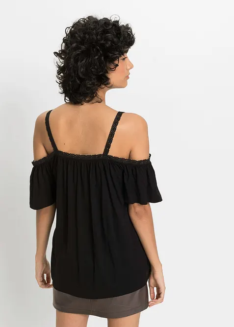 Cold shoulder shirt met kant, bonprix