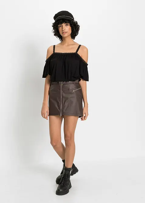 Cold shoulder shirt met kant, bonprix