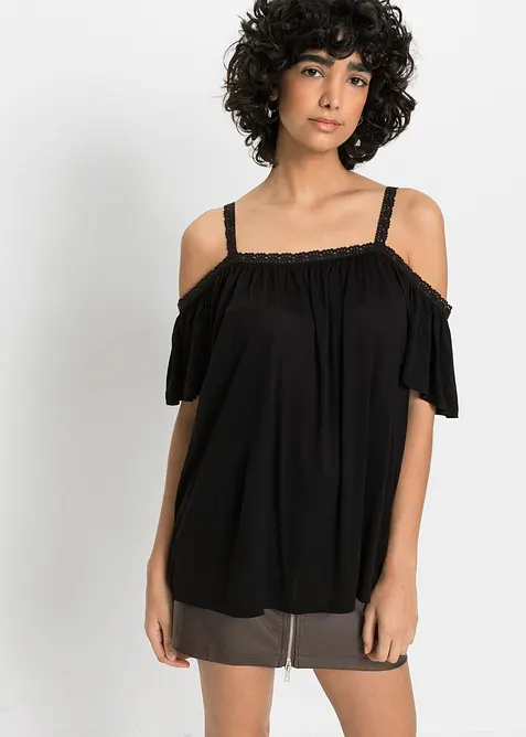 Cold shoulder shirt met kant, bonprix