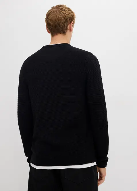 gestructureerde trui in 2-in-1-look van katoenmix, bonprix