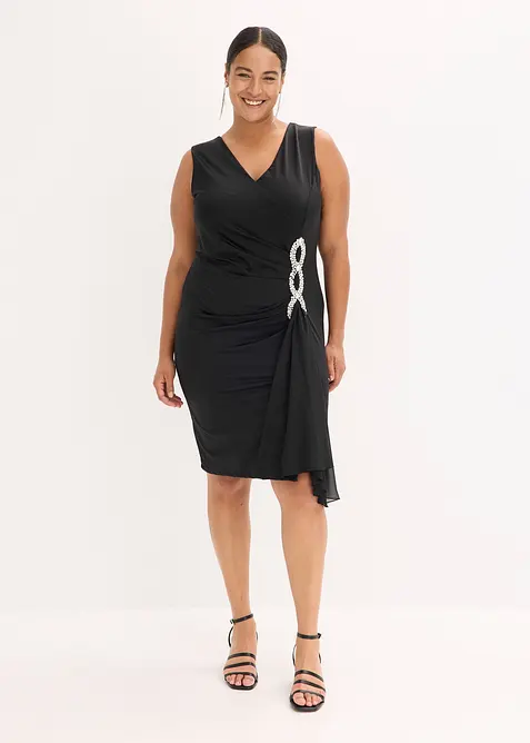 Jersey jurk met strassapplicatie, bonprix