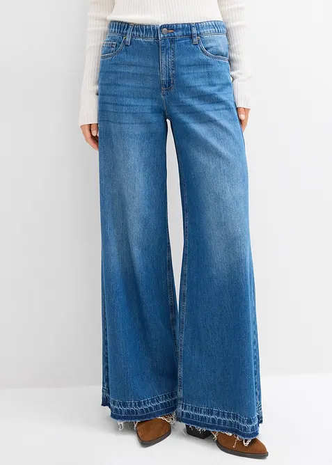 Wide leg jeans mid waist, comfort tailleband, bonprix
