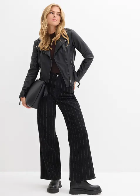 Wide leg jeans high waist met destroyed look, bonprix