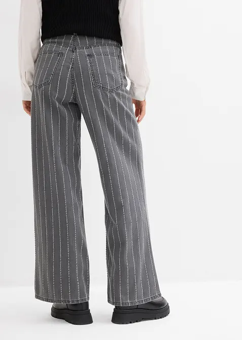 Wide leg jeans high waist met destroyed look, bonprix