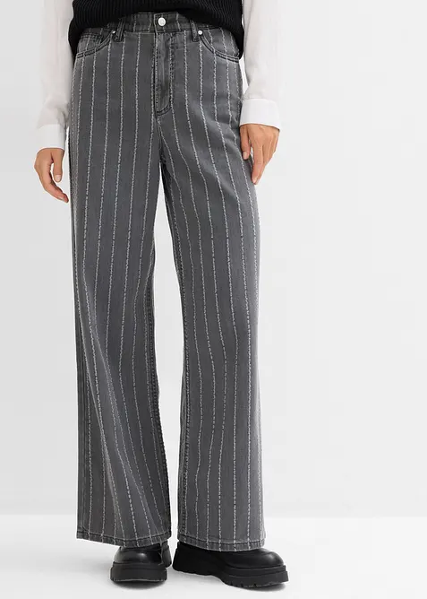 Wide leg jeans high waist met destroyed look, bonprix