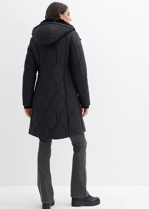 Korte coat met diamantstiksels en ritsen opzij, bonprix