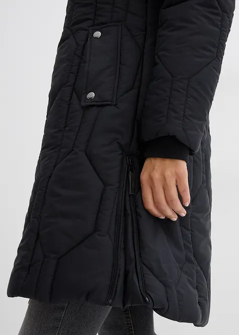 Korte coat met diamantstiksels en ritsen opzij, bonprix