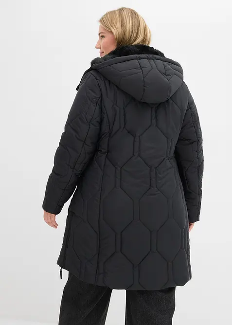 Korte coat met diamantstiksels en ritsen opzij, bonprix