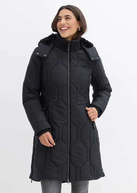 Korte coat met diamantstiksels en ritsen opzij, bonprix