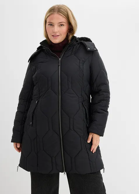 Korte coat met diamantstiksels en ritsen opzij, bonprix