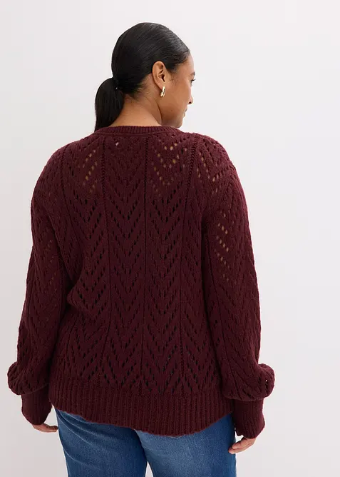 Fluffy trui met opengewerkt patroon, bonprix