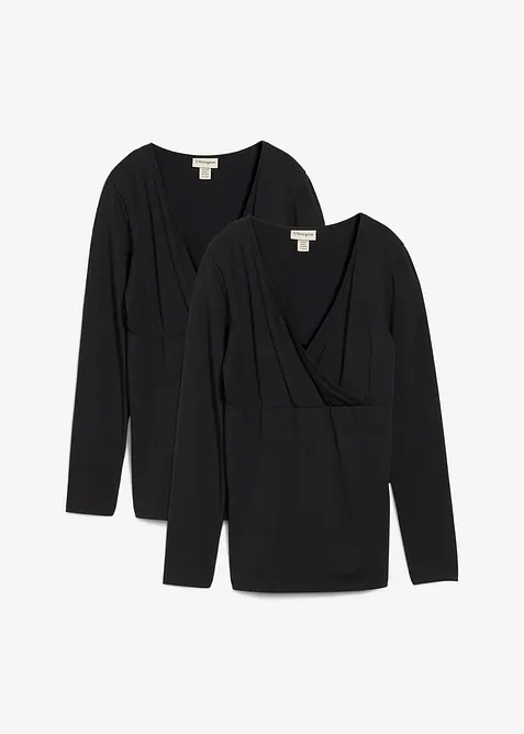 2-in-1 zwangerschapsshirt/voedingsshirt van biologisch katoen (set van 2), bonprix