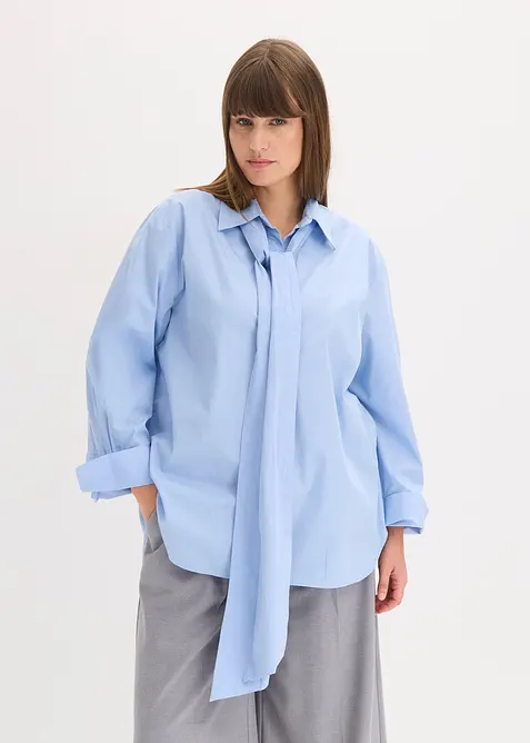 Blouse met strik van katoen, bonprix