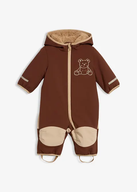 Baby softshell overall met teddyfleece en capuchon, bonprix