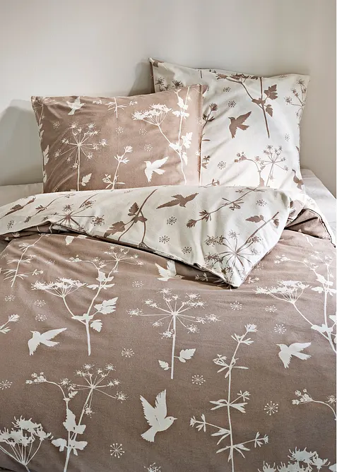 Dubbelzijdig dekbedovertrek met fijne bloemen en blaadjes, bonprix