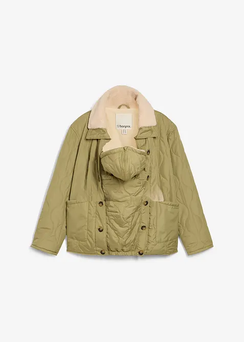 3-in-1 lichte zwangerschapsjas met teddyvoering en draagzak, bonprix