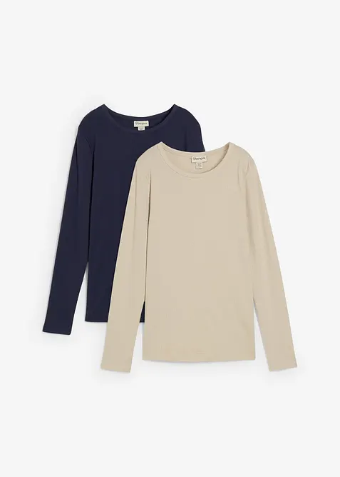 Geribd zwangerschapsshirt van puur katoen (set van 2), bonprix