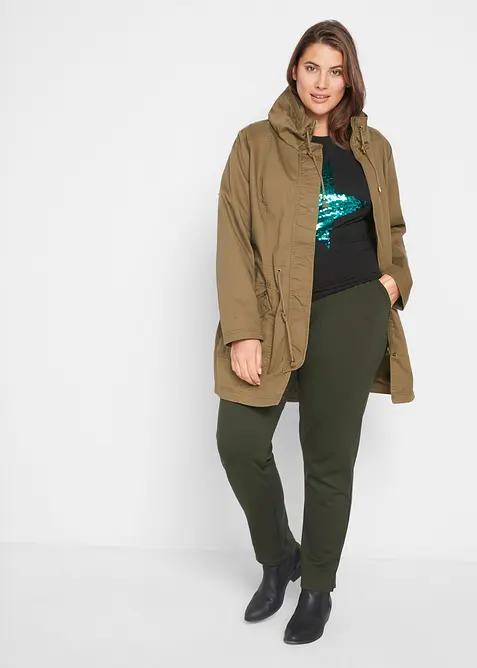 Korte katoenen parka met opstaande kraag, getailleerd, bonprix