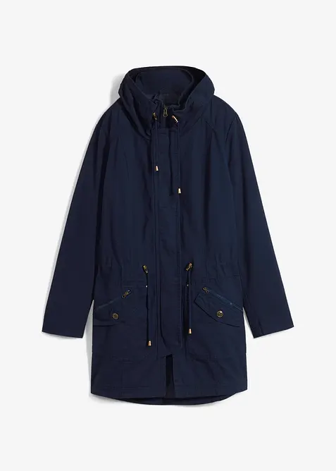 Korte katoenen parka met opstaande kraag, getailleerd, bonprix