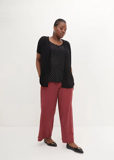 2-in-1 shirt met V-hals, korte mouw, bonprix