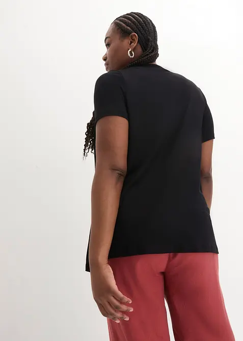 2-in-1 shirt met V-hals, korte mouw, bonprix