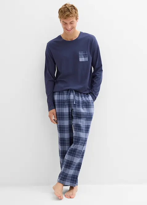 Heren pyjama met flanellen broek van zacht katoen, bonprix