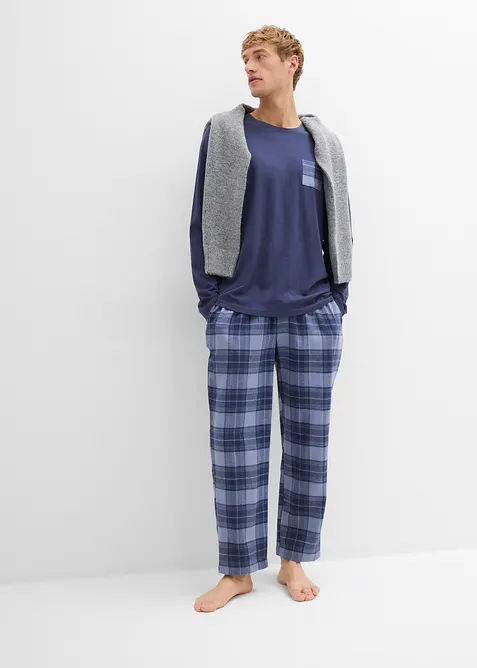 Heren pyjama met flanellen broek van zacht katoen, bonprix