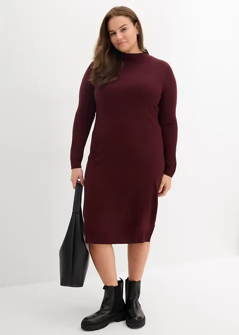 Fijn gebreide jurk met opstaande kraag, bonprix