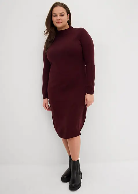 Fijn gebreide jurk met opstaande kraag, bonprix