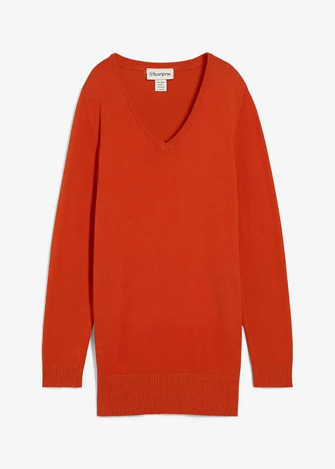 Lange basic trui met V-hals, bonprix