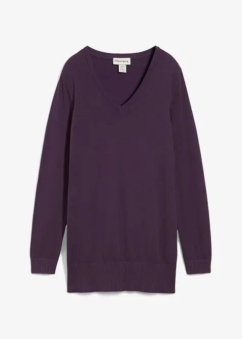 Lange basic trui met V-hals, bonprix