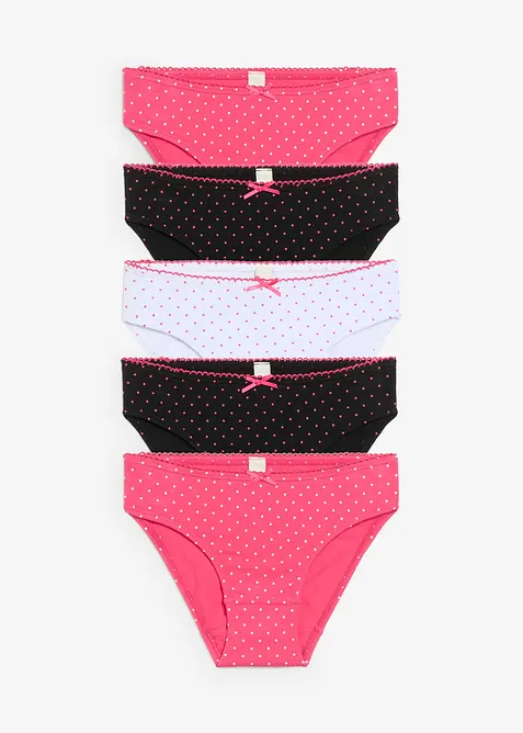 Meisjes slips met satijnen strikje (set van 5), bonprix