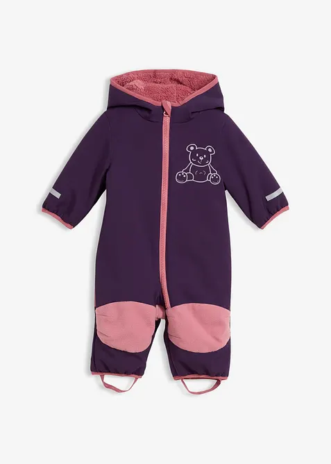 Waterafstotende baby softshell overall met capuchon, bonprix