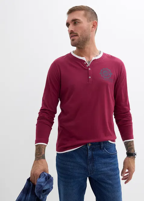 Henley shirt (set van 2), lange mouw, bonprix