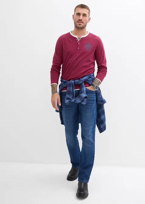 Henley shirt (set van 2), lange mouw, bonprix