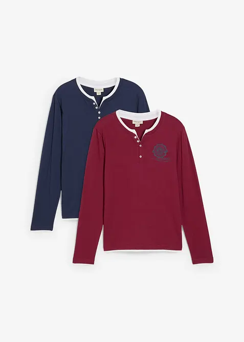 Henley shirt (set van 2), lange mouw, bonprix