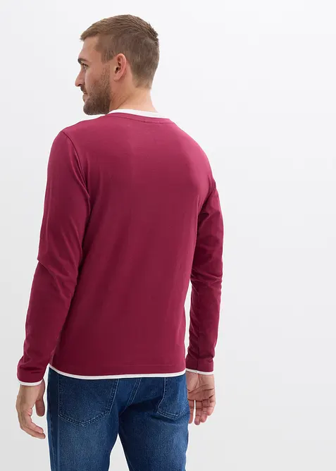 Henley shirt (set van 2), lange mouw, bonprix