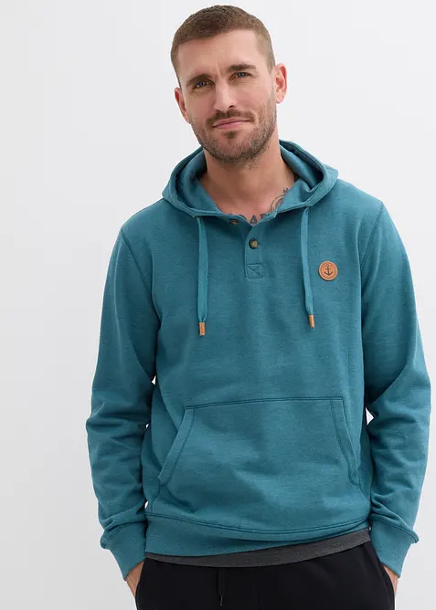 Hoodie met imitatieleren details en binnenin zacht geruwd, bonprix