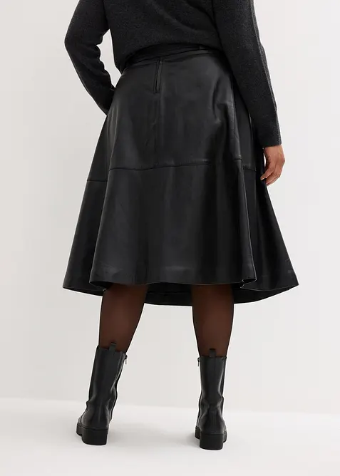 Leren rok van lamsnappa met riem (2-dlg. set), bonprix