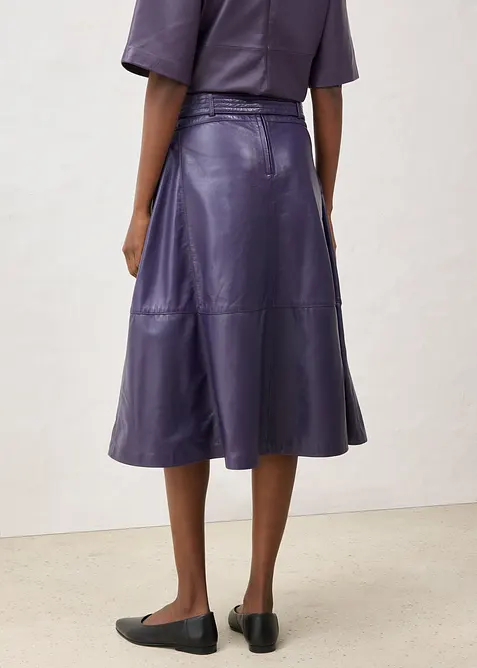 Leren rok van lamsnappa met riem (2-dlg. set), bonprix